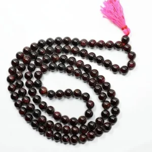 ​Gemstone Brown Garnet Mala 108 Beads / Gomed Mala